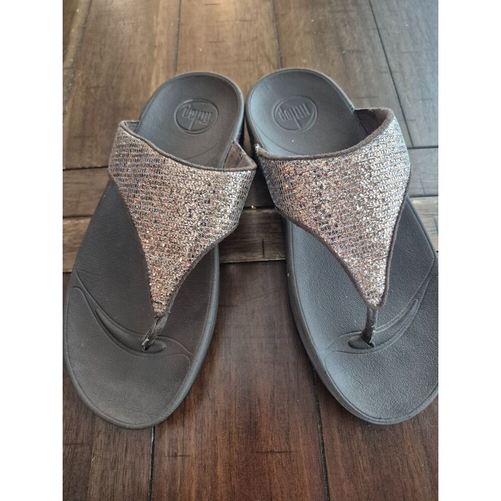 Fitflop Womens US 7 Glittery Brown Orthopedic Sandals